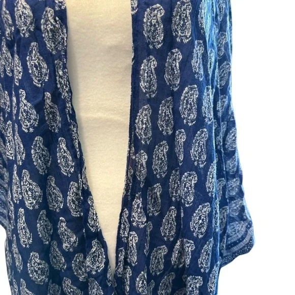 Kimono Duster In One Size Women's blue and white with tassels - Picture 2 of 4